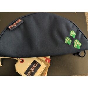 Jansport Luna Large Pouch - Black With Green Mushrooms Embroidery
